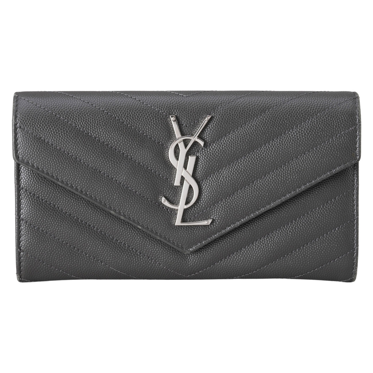 YVES SAINT LAURENT(USED)생로랑 372264 모노그램 쉐브론 장지갑